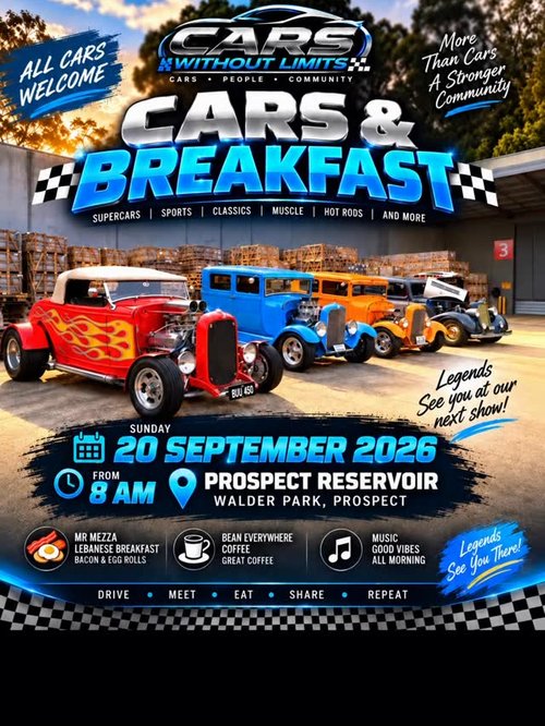 Cars & Breakfast — Exotic/Classic car meet in Sydney, NSW on Sunday 20 September 2026