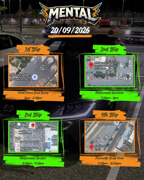 Mental — car meet in Perth, WA on Sunday 20 September 2026
