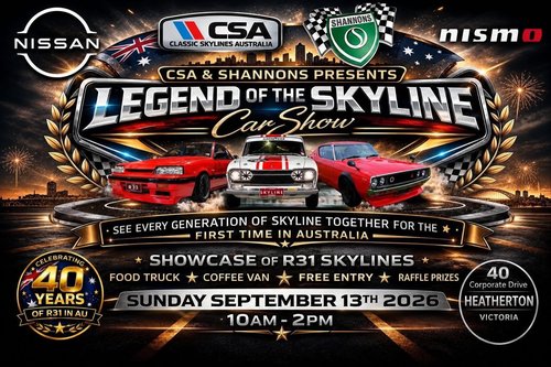 Legend of the Skyline Car Show — JDM/Classic car meet in Melbourne, VIC on Sunday 13 September 2026