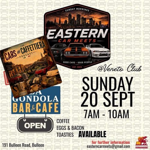 Eastern Car Meets Cars and Coffee — Euro car meet in Melbourne, VIC on Sunday 20 September 2026