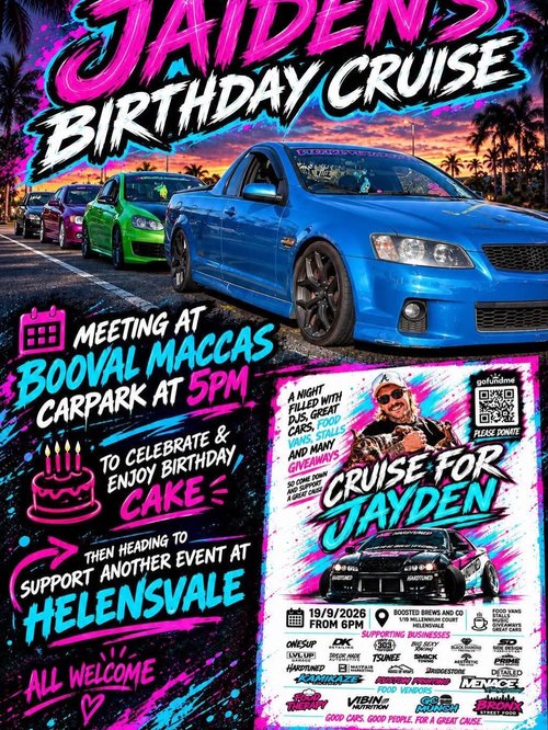 Jaiden's Birthday Cruise — Muscle/Euro car meet in Brisbane, QLD on Saturday 19 September 2026