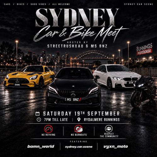 Sydney Car & Bike Meet — Euro/JDM car meet in Sydney, NSW on Saturday 19 September 2026