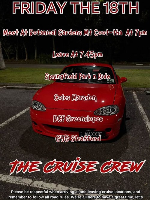 Friday Night Cruise — JDM car meet in Brisbane, QLD on Friday 18 September 2026