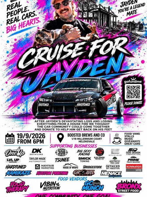 Cruise for Jayden — Classic/JDM car meet in Gold Coast, QLD on Saturday 19 September 2026