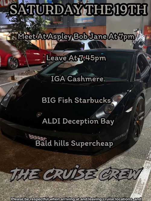 Saturday Night Cruise — JDM/Exotic car meet in Brisbane, QLD on Saturday 19 September 2026