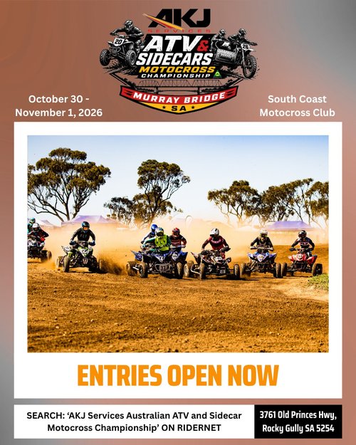AKJ Services Australian ATV and Sidecar Motocross Championship — spectator event in Adelaide, SA on Friday 30 October 2026