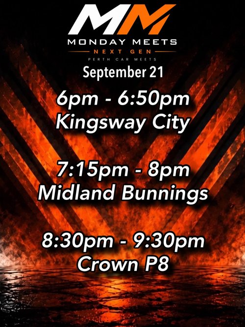 Monday Meets Next Gen — car meet in Perth, WA on Monday 21 September 2026