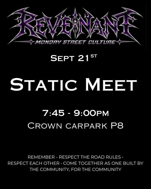 Revenant Monday Street Culture Static Meet — JDM/Stance car meet in Perth, WA on Monday 21 September 2026