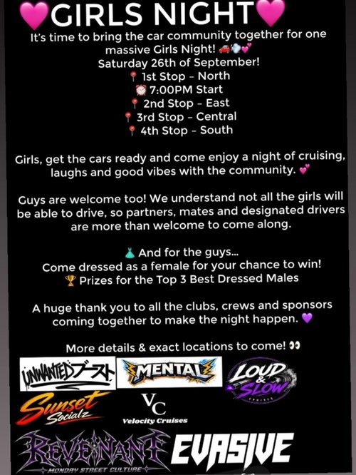 Girls Night — Stance/JDM car meet in Melbourne, VIC on Saturday 26 September 2026