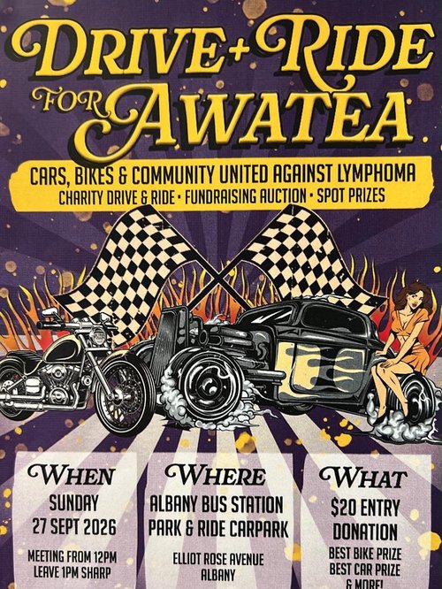 Drive + Ride for Awatea — Classic/Muscle car meet in International on Sunday 27 September 2026