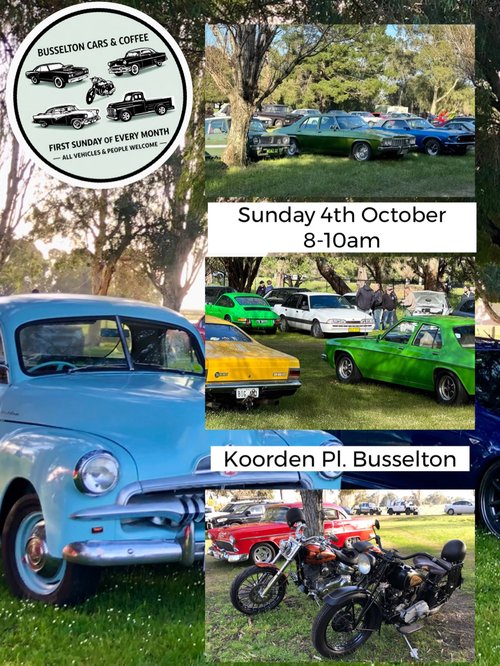 Busselton Cars & Coffee — Classic car meet in Bunbury, WA on Sunday 4 October 2026