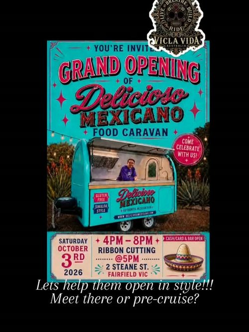 Grand Opening of Delicioso Mexicano Food Caravan — Classic car meet in Melbourne, VIC on Saturday 3 October 2026