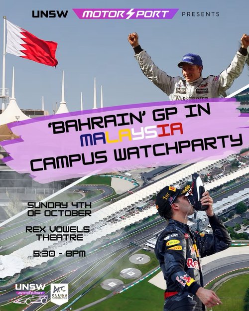 Bahrain GP in Malaysia Campus Watchparty — car meet in Sydney, NSW on Sunday 4 October 2026