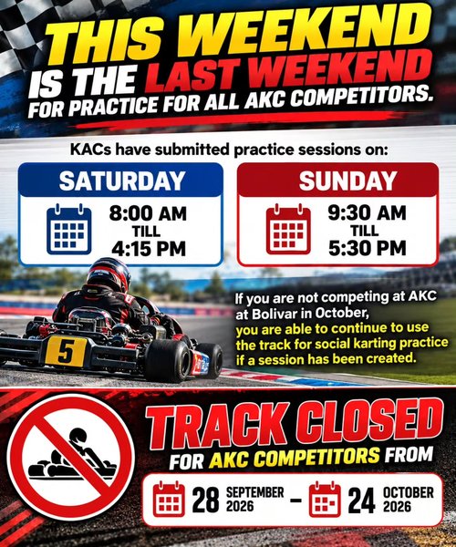 AKC Competitors Final Practice Weekend — track day in Adelaide, SA on Saturday 26 September 2026