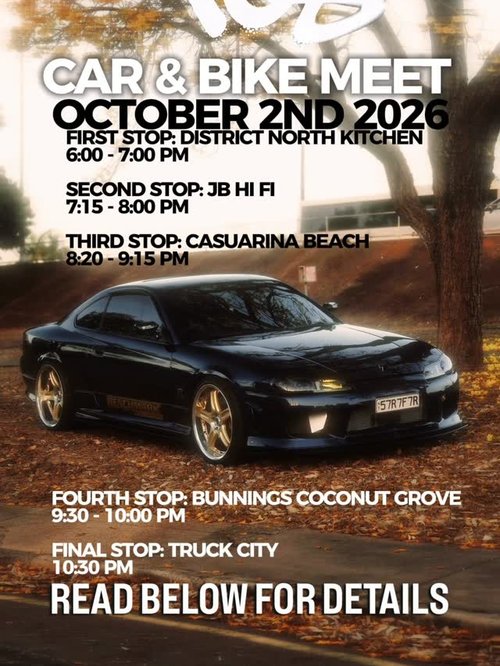 TCS Car & Bike Meet — JDM/Euro car meet in Darwin, NT on Friday 2 October 2026