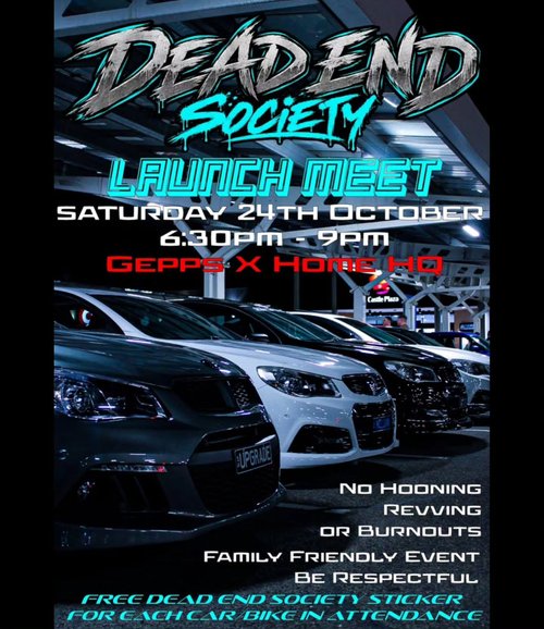 Dead End Society Launch Meet — Muscle car meet in Adelaide, SA on Saturday 24 October 2026