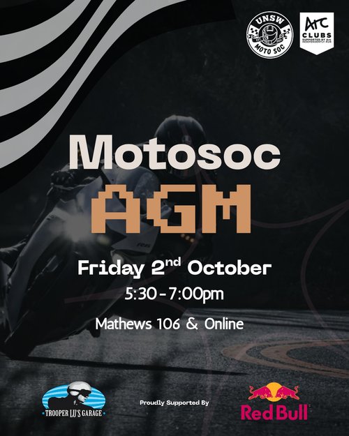 UNSW Moto Soc AGM — car meet in Sydney, NSW on Friday 2 October 2026