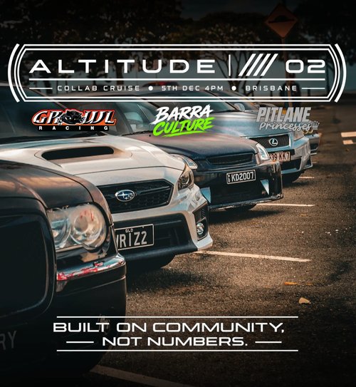 Altitude 02 Collab Cruise — JDM/Muscle car meet in Brisbane, QLD on Saturday 5 December 2026