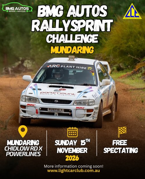 BMG Autos Rallysprint Challenge Mundaring — JDM spectator event in Perth, WA on Sunday 15 November 2026