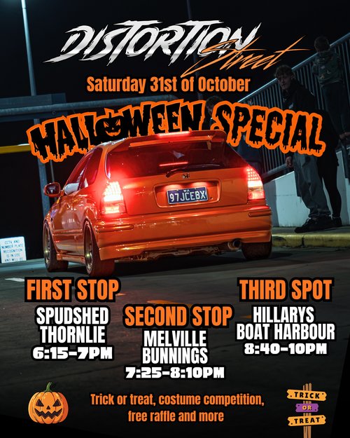 Distortion Halloween Special — JDM car meet in Perth, WA on Saturday 31 October 2026