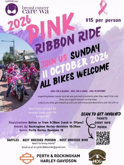 Pink Ribbon Ride — car meet in Perth, WA on Sunday 11 October 2026