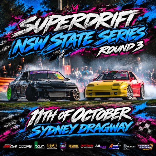 Superdrift NSW State Series Round 3 — JDM spectator event in Sydney, NSW on Sunday 11 October 2026