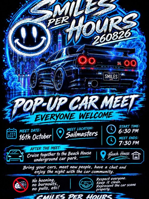 Smiles Per Hours Pop-Up Car Meet — JDM car meet in Adelaide, SA on Friday 16 October 2026