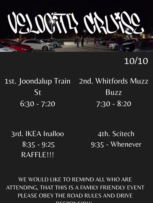 Velocity Cruise — car meet in Perth, WA on Saturday 10 October 2026