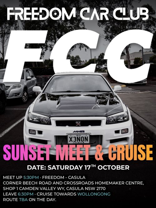 Sunset Meet & Cruise — JDM/Muscle car meet in Sydney, NSW on Saturday 17 October 2026