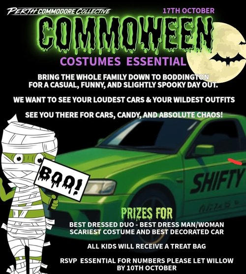 Commoween — Muscle car meet in Perth, WA on Saturday 17 October 2026