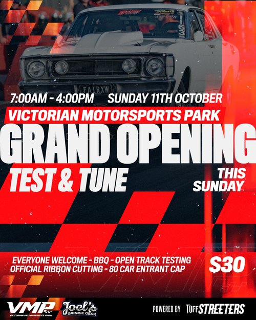Victorian Motorsports Park Grand Opening Test & Tune — Muscle track day in Melbourne, VIC on Sunday 11 October 2026
