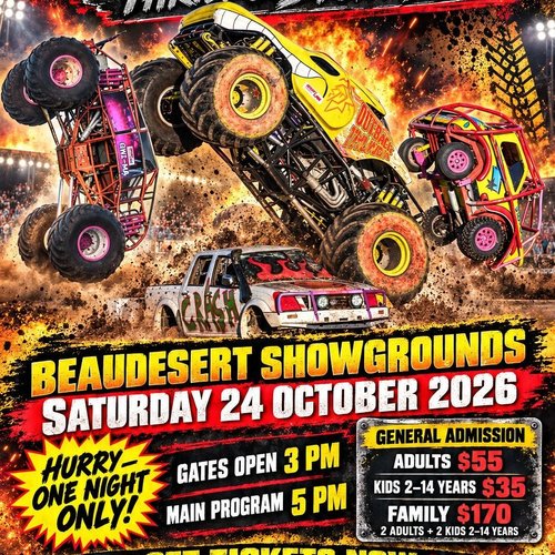 Monster Truck Mayhem — 4x4 spectator event in Brisbane, QLD on Saturday 24 October 2026