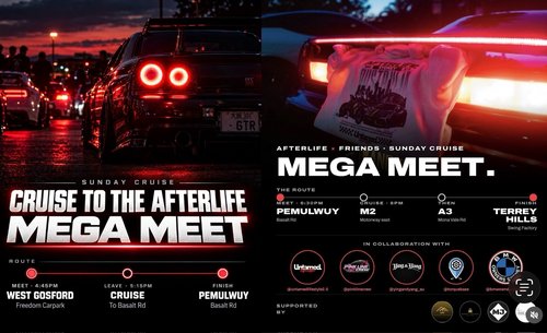 Cruise to the Afterlife Mega Meet — JDM/Euro car meet in Central Coast, NSW on Sunday 11 October 2026