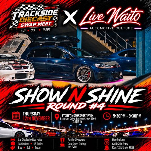 Trackside Diecast Swap Meet x Live Naito Round #4 — JDM/Euro car meet in Sydney, NSW on Thursday 12 November 2026