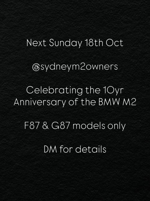 BMW M2 10yr Anniversary — Euro car meet in Sydney, NSW on Sunday 18 October 2026