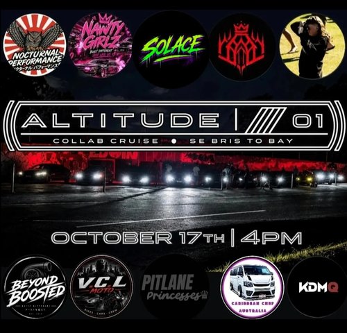 Altitude 01 Collab Cruise — JDM/Stance car meet in Brisbane, QLD on Saturday 17 October 2026