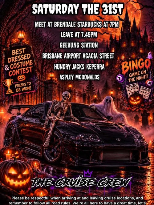 The Cruise Crew Halloween Cruise — JDM car meet in Brisbane, QLD on Saturday 31 October 2026