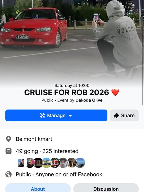 Cruise for Rob 2026 — Muscle car meet in Newcastle, NSW on Saturday 17 October 2026