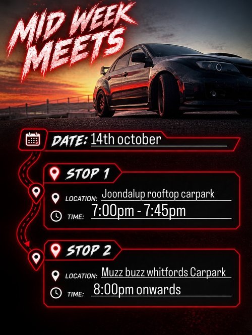 Perth WA Car Meets: Cars & Coffee, Cruises | MIDNIGHT_SPEC