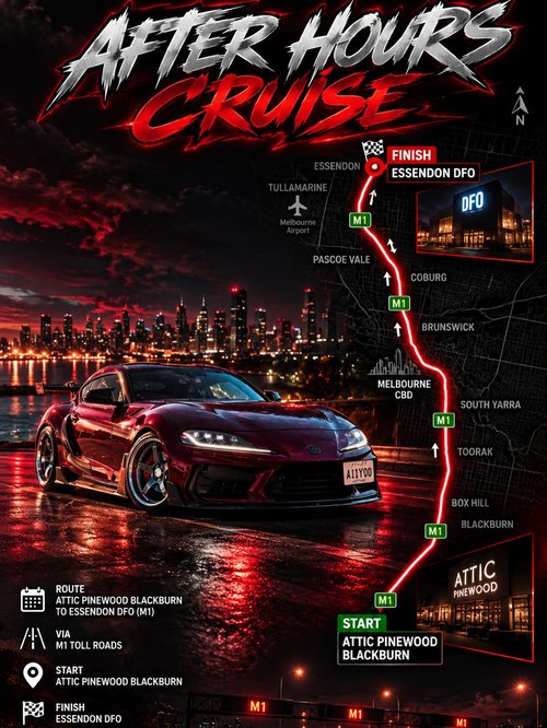 After Hours Cruise — JDM/Euro car meet in Melbourne, VIC on Friday 23 October 2026