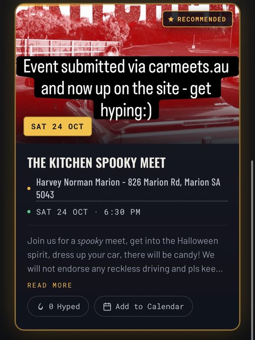 The Kitchen Spooky Meet — car meet in Adelaide, SA on Saturday 7 November 2026