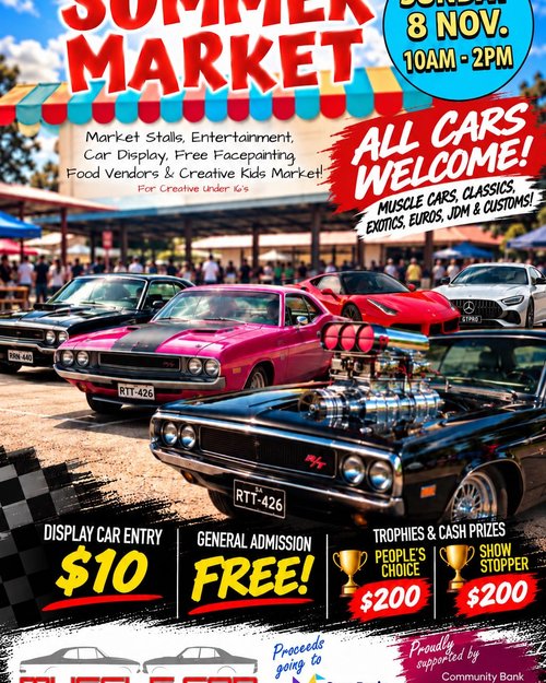 Angle Vale Summer Market — Muscle/Classic car meet in Adelaide, SA on Sunday 8 November 2026